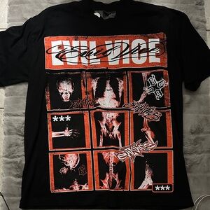 Evil Vice Black Graphic Short-Sleeve Tee with Red Accent